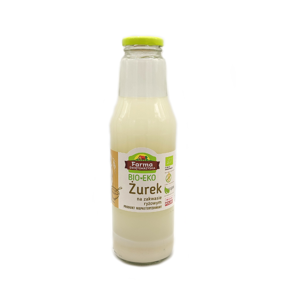 Bio żurek bezglutenowy na zakwasie z ryżu niepasteryzowany 720g (butelka)