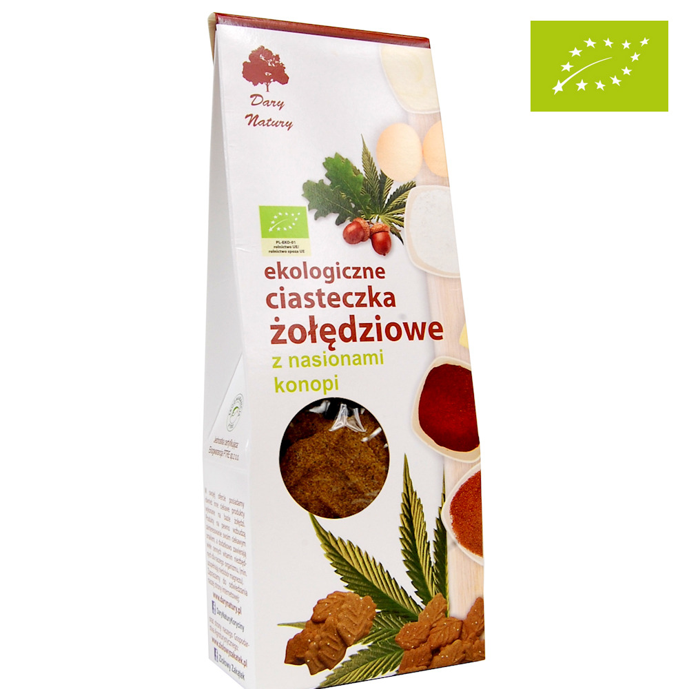 CIASTKA ŻOŁĘDZIOWE Z NASIONAMI KONOPI BIO 100 g - DARY NATURY