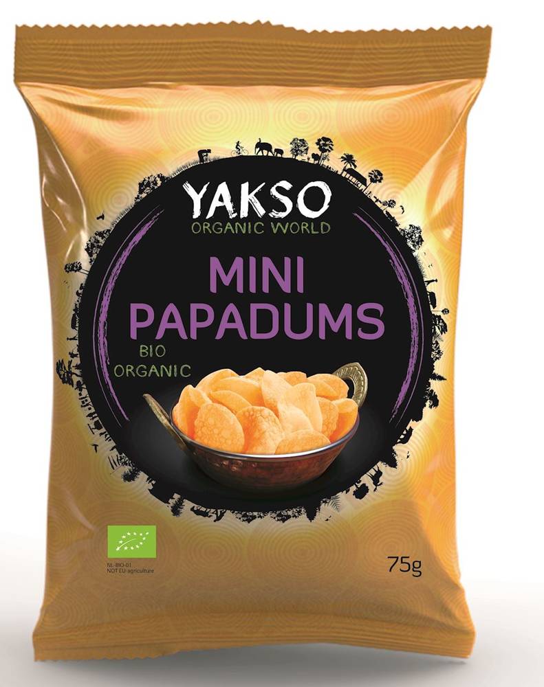 Chipsy z soczewicy mini papadums Bio 75 g - YAKSO