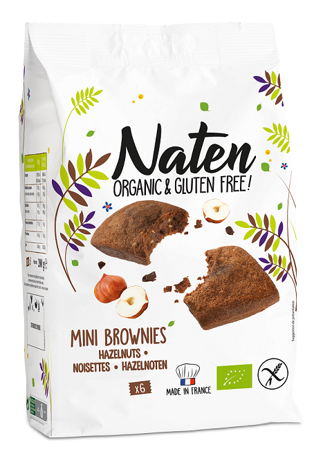 Ciastka brownies z czekoladą i orzechami laskowymi bezglutenowe Bio 170g - Nates