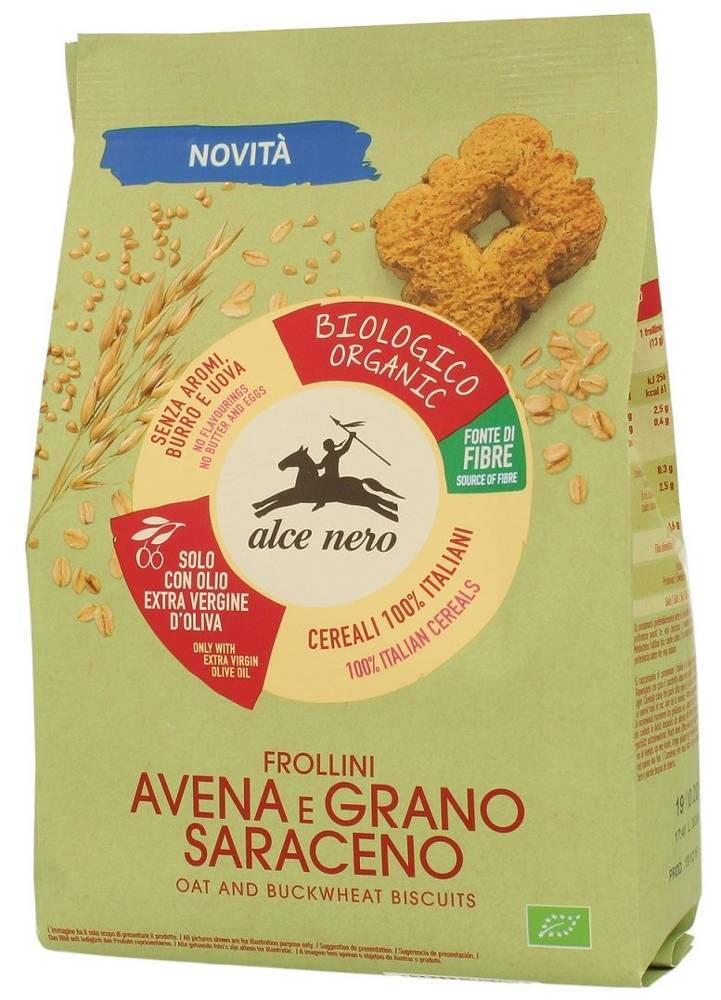 Ciastka owsiano - gryczane z oliwą z oliwek extra virgin BIO 250g - Alce Nero