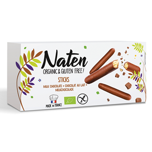 Ciastka w polewie czekoladowej sticks bezl. BIO 130g- Naten