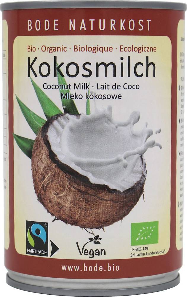 Coconut Milk - Napój  kokosowy bez gumy guar (17 % tłuszczu) Fair Trade Bio 400 ml - Bode Naturkost