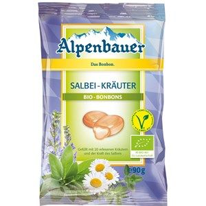 Cukierki z nadzieniem o smaku ziołowym z szałwią vegan BIO 90 g -  Alpenbauer