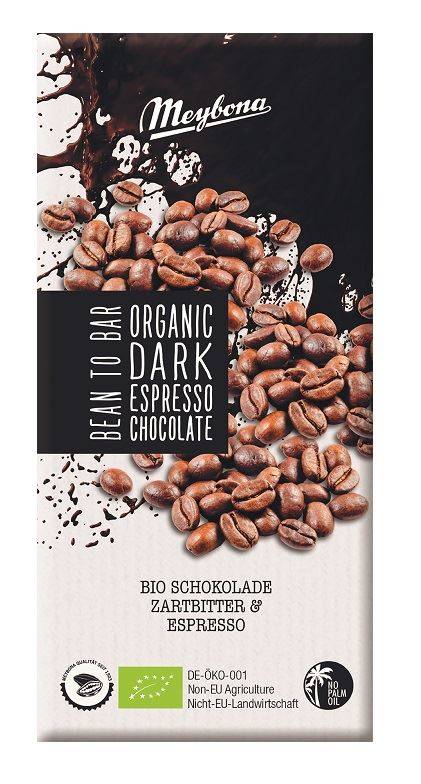 Czekolada gorzka z kruszonymi ziarnami kawy espresso Bio 100 g - MEYBONA