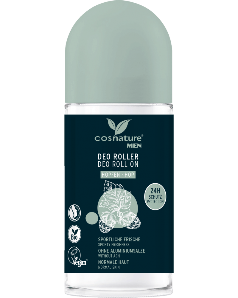 DEZODORANT ROLL-ON DLA MĘŻCZYZN Z WYCIĄGIEM Z SZYSZEK CHMIELU ECO 50 ml - COSNATURE