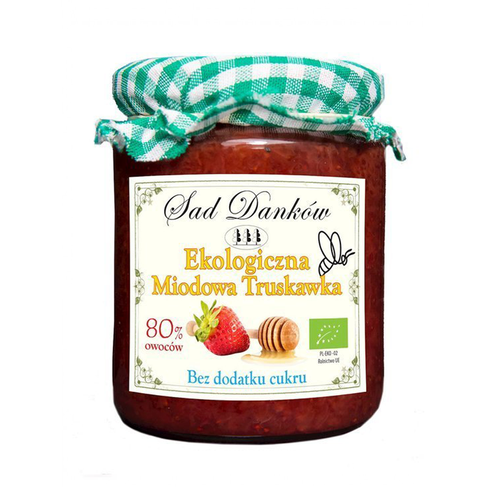 Ekologiczny dżem Miodowa Truskawka B/C g 260g - Sad Danków