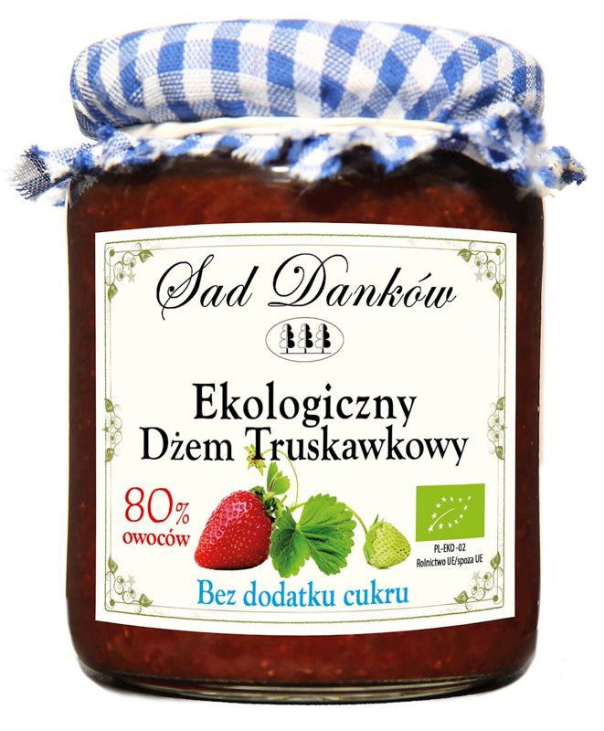 Ekologiczny dżem Truskawkowy bez dodatku cukru 260g - Sad Danków