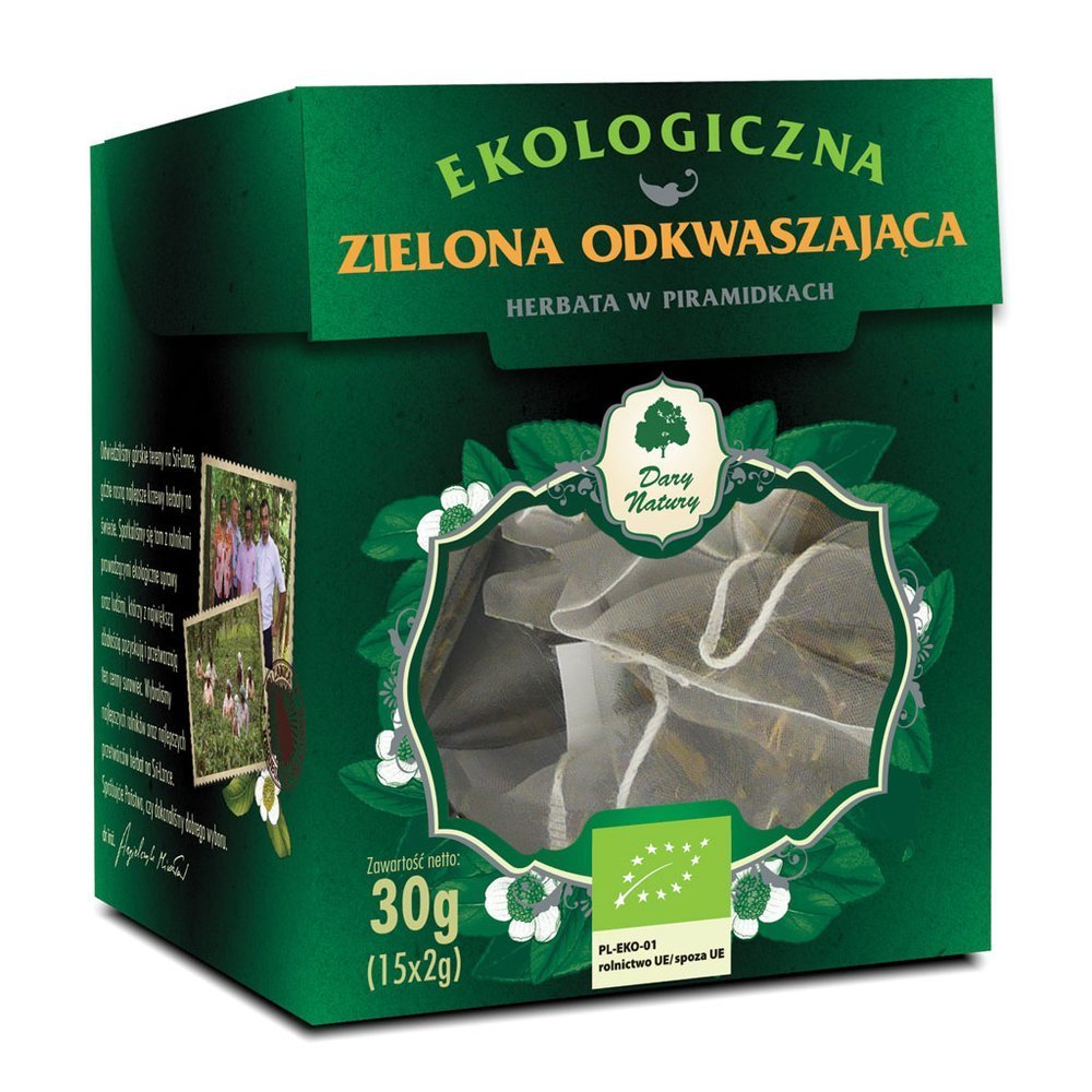Herbata zielona odkwaszająca piramidki (15 x 2 g) BIO - Dary Natury