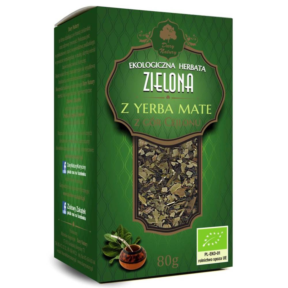 Herbata zielona z gór cejlonu z yerba mate BIO - Dary Natury