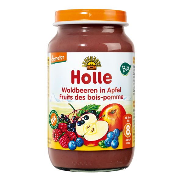 JABŁKO - OWOCE LEŚNE BEZGLUTENOWE OD 8 MIESIĄCA DEMETER BIO 220 g (SŁOIK) - HOLLE