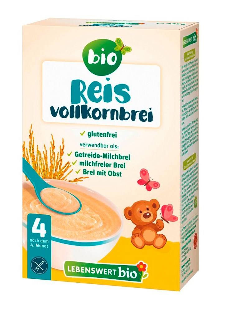 KASZKA RYŻOWA PEŁNOZIARNISTA BEZ DODATKU CUKRÓW BEZGLUTENOWA OD 5 MIESIĄCA BIO 225 g - LEBENSWERT (HOLLE)