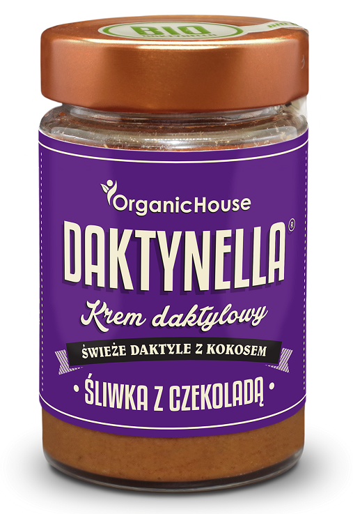 KREM KOKOSOWO - DAKTYLOWY ŚLIWKA Z CZEKOLADĄ BEZGLUTENOWY BIO 190 g - ORGANIC HOUSE (DAKTYNELLA)