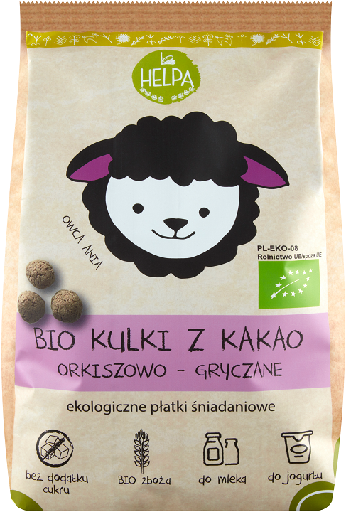 KULKI ORKISZOWO - GRYCZANE Z KAKAO BIO 160 g - HELPA