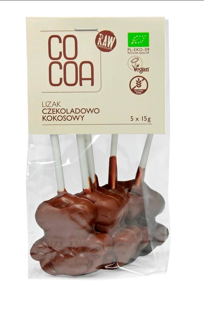 LIZAKI CZEKOLADOWO - KOKOSOWE BEZGLUTENOWE BIO (5 x 15 g) 75 g - COCOA