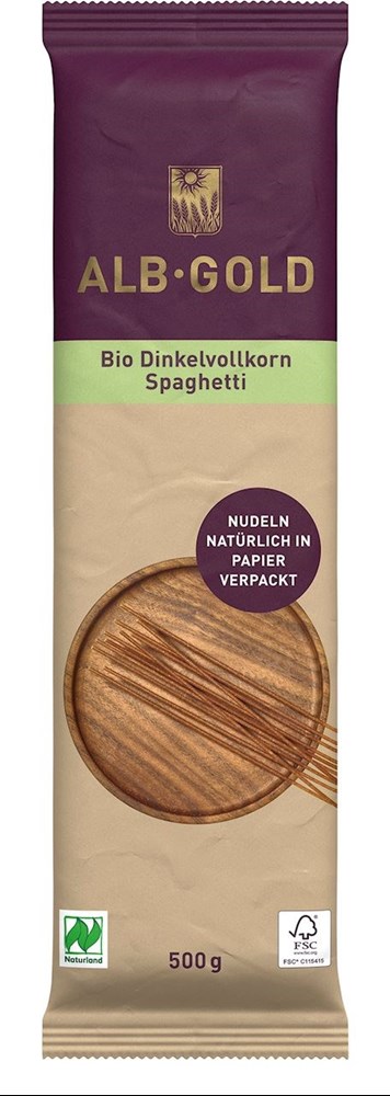 MAKARON (ORKISZOWY RAZOWY) SPAGHETTI BIO 500 g - ALB-GOLD