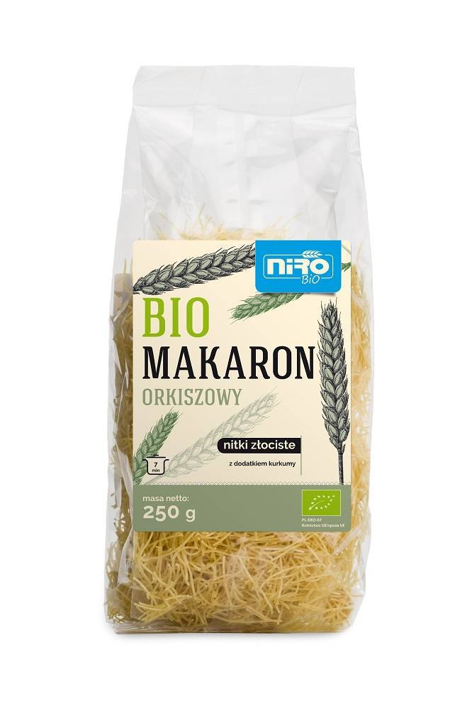 Makaron orkiszowy z kurkumą nitki złociste BIO 250 g - NIRO