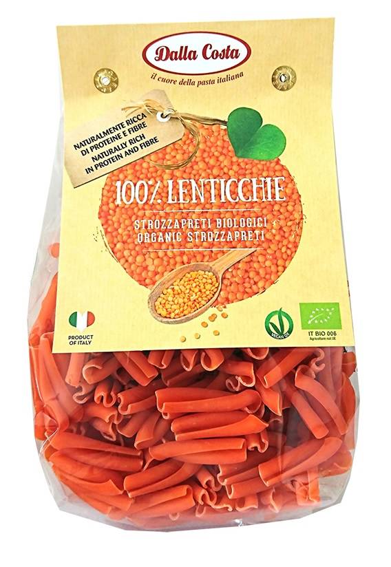 Makaron (z czerwonej soczewicy) strozzapreti bezglutenowy Bio 250 g - Dalla Costa