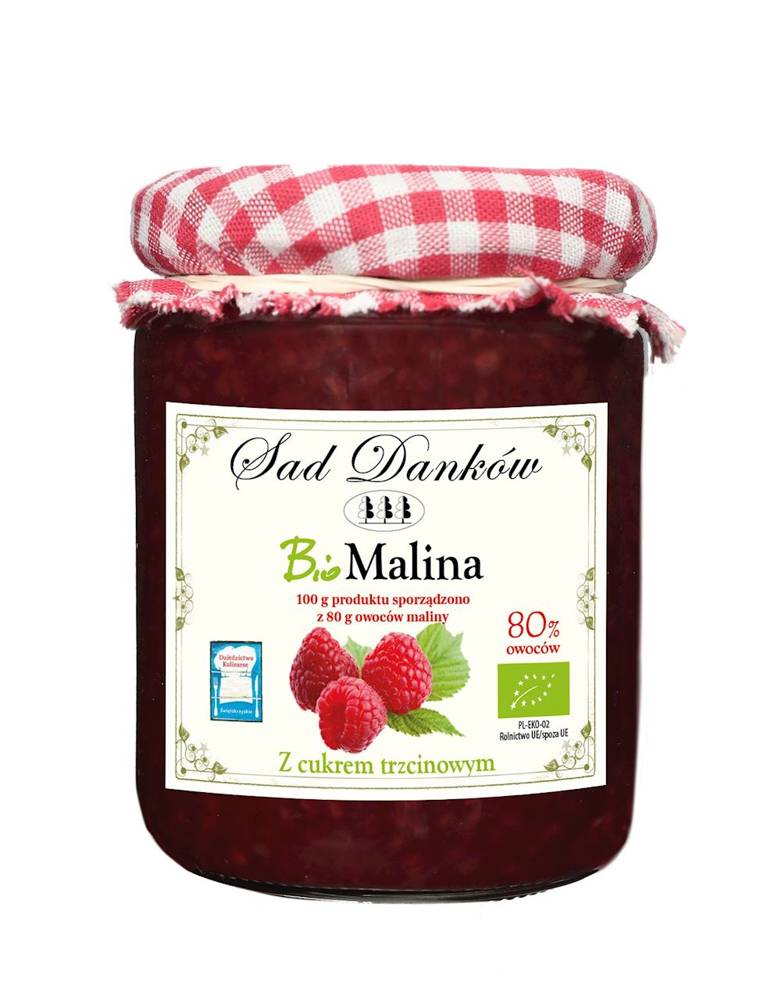 Malina 80% z cukrem trzcinowym Bio 270 g - Sad Danków
