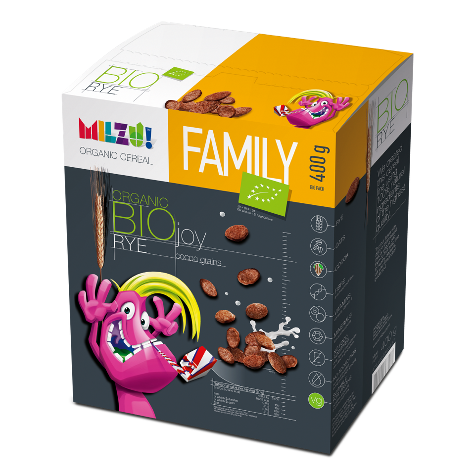 Muszelki żytnio - owsiane kakaowe "radość" Bio (2 x 200 g) 400 g - Milzu