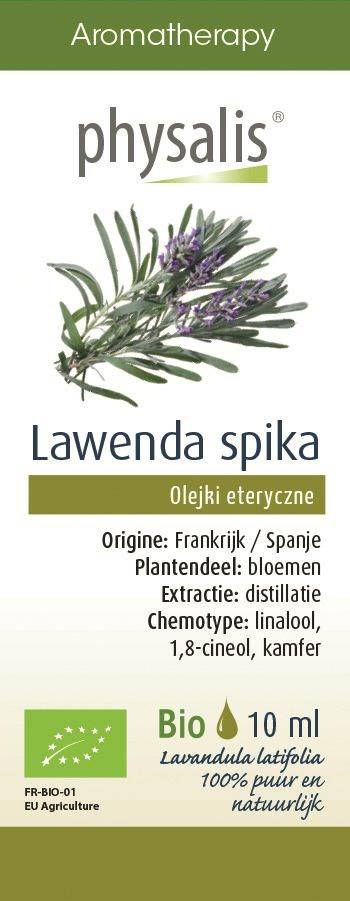 OLEJEK ETERYCZNY LAWENDA SZEROKOLISTNA (SPIJKLAVENDEL) BIO 10 ml - PHYSALIS