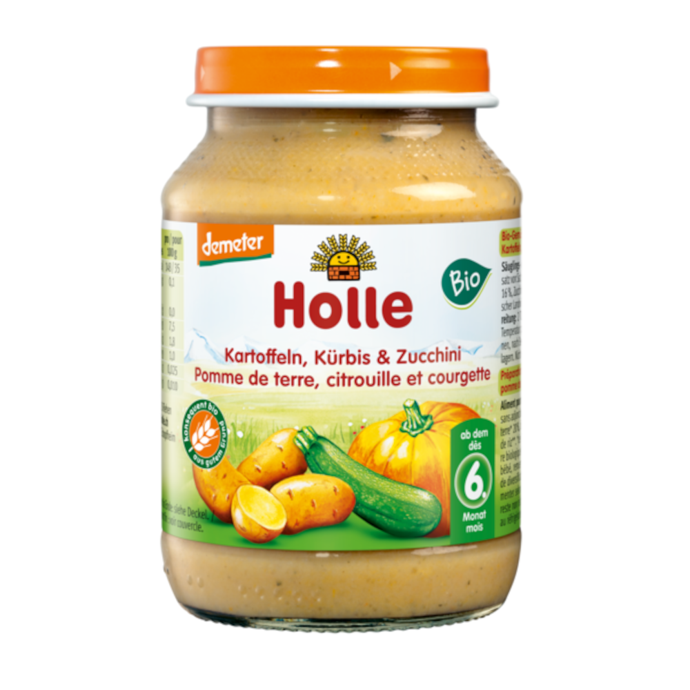 Obiadek dynia-cukinia-ziemniak bez dodatku cukrów bezglutenowy od 6 miesiąca Demeter BIO 190g (słoik) - Holle