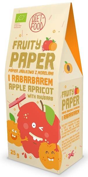PAPIER OWOCOWY JABŁKO - MORELA - RABARBAR BIO 25 g - DIET-FOOD