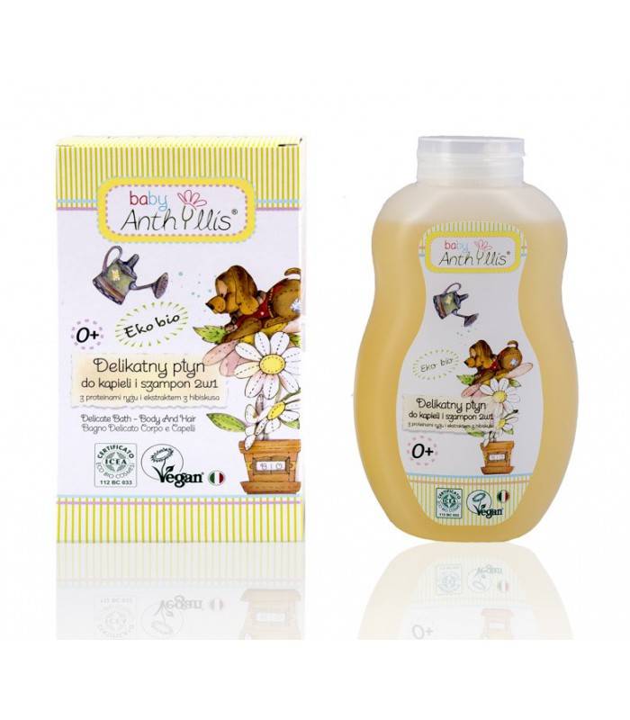 Płyn do kąpieli i szampon dla dzieci z proteinami ryżu i hibiskusem 400ml - Baby Anthyllis