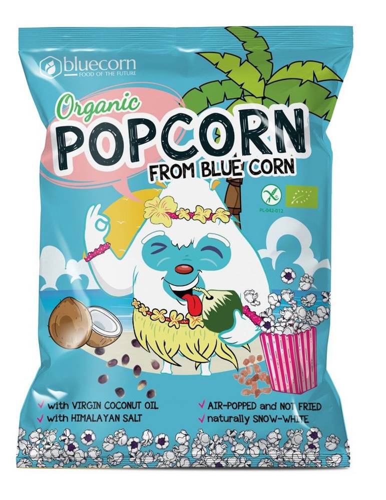 Popcorn z niebieskiej kukurydzy z olejem kokosowym i solą himalajską bezglutenowy BIO 20g - Popcorn