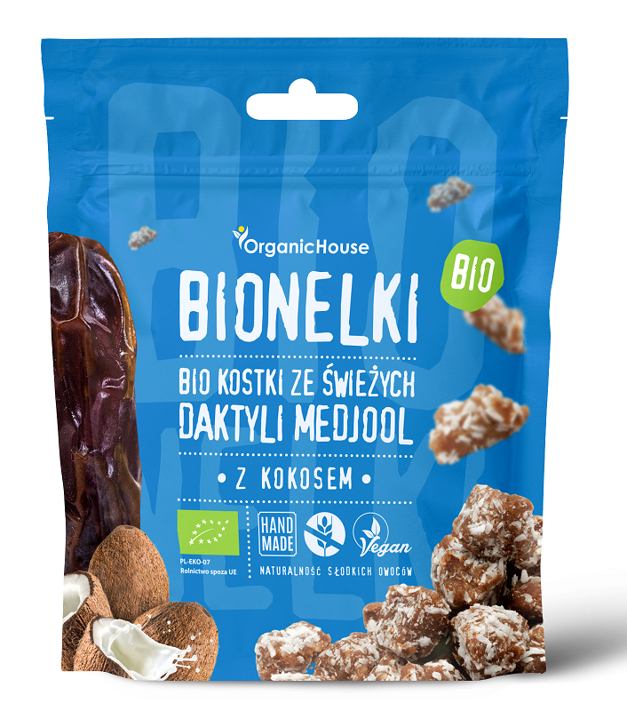 Praliny daktylowe z wiórkami kokosowymi bezglutenowe 50 g - ORGANIC HOUSE (BIONELKI)