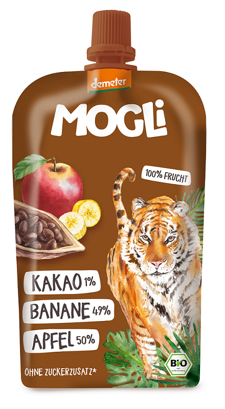 Przecier owocowy jabłko - banan - kakao bez dodatku cukrów demeter BIO 120 g - MOGLI