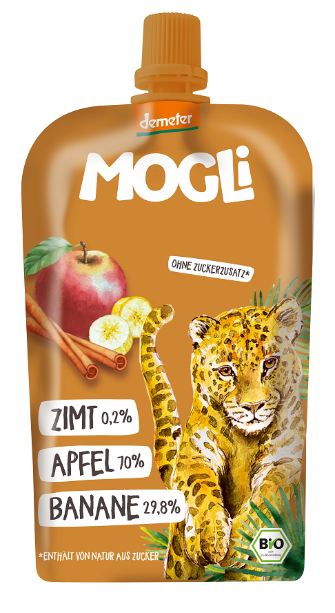 Przecier owowcowy jabłko- banan- cynamon bez dodatku cukrów demeter BIO 120 g - MOGLI