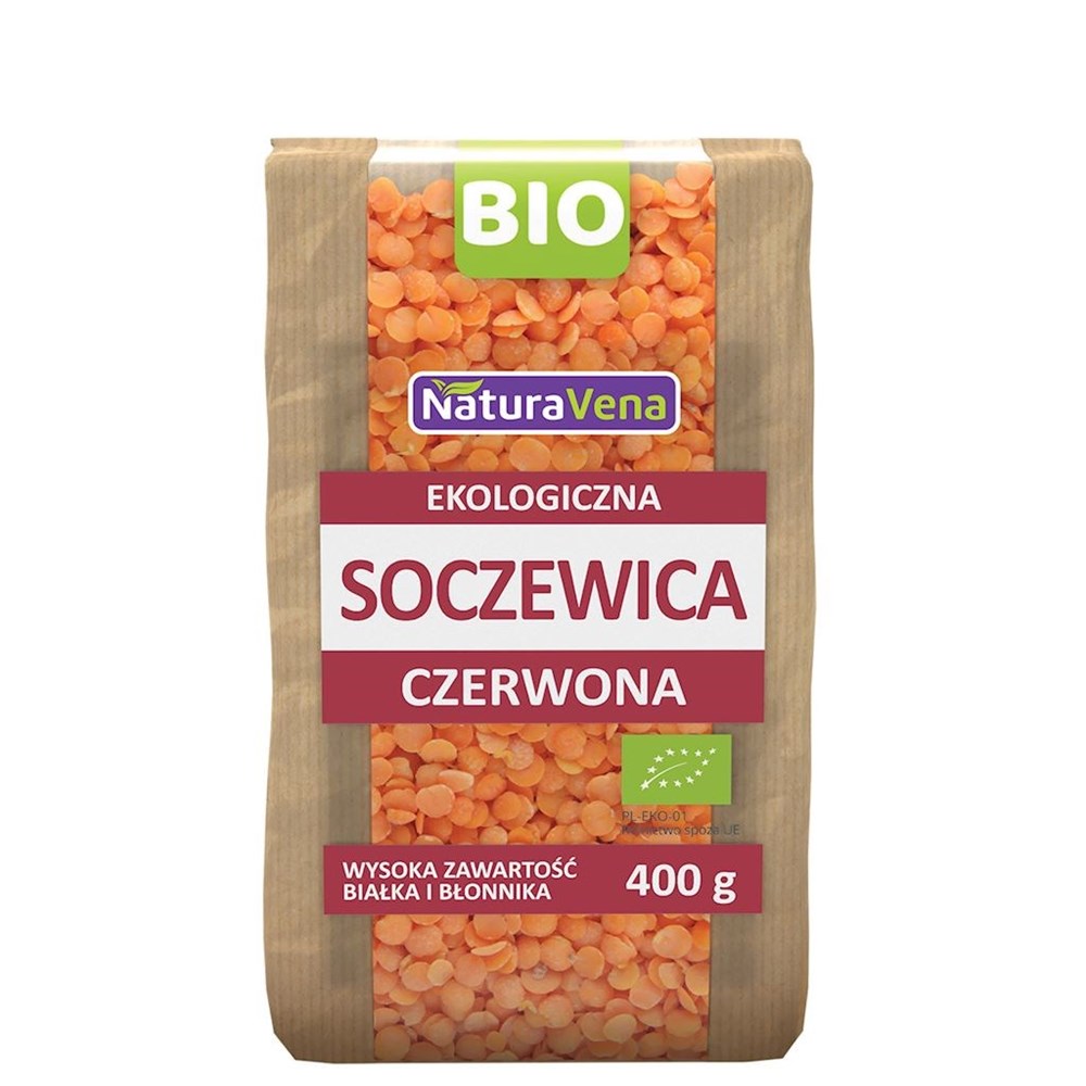 SOCZEWICA CZERWONA BIO 400 g - NATURAVENA