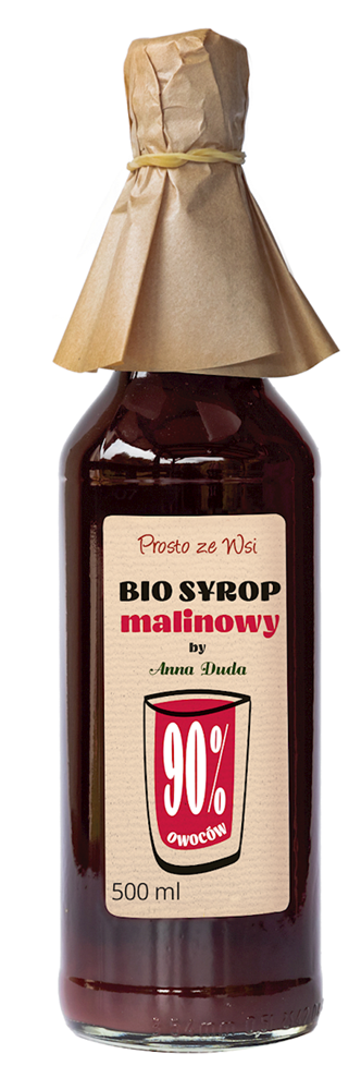 SYROP MALINOWY (90 % OWOCÓW) BIO 500 ml - PROSTO ZE WSI