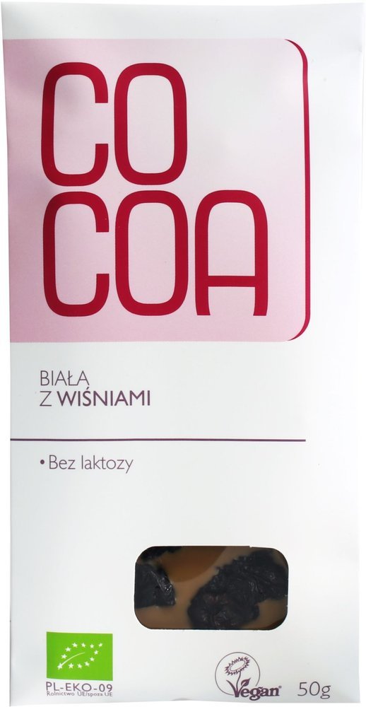 Tabliczka biała z wiśniami BIO 50g - Cocoa 