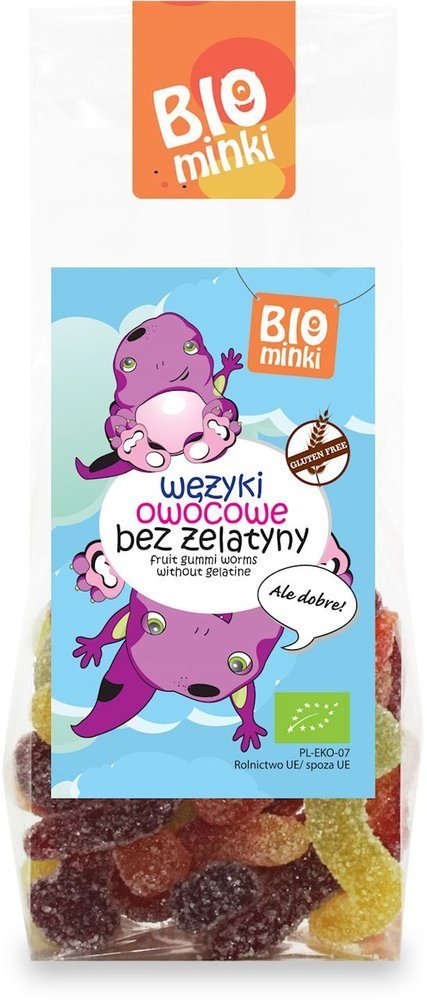 Wężyki owocowe bez żelatyny Bio 100g - Biominki