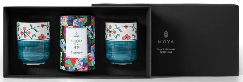 ZESTAW HERBATA ZIELONA SENCHA JAPOŃSKA BIO 60 g & 2 KUBKI CERAMICZNE SANZA - MOYA MATCHA