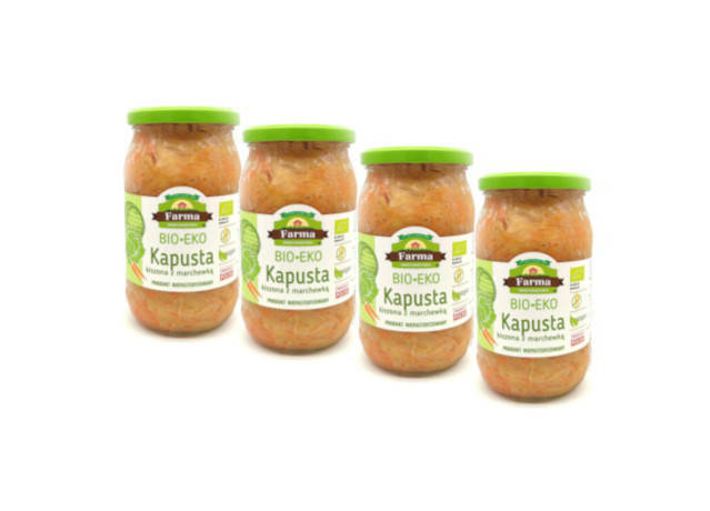 Zestaw 4x Bio kapusta kiszona z marchewką niepasteryzowana 800g