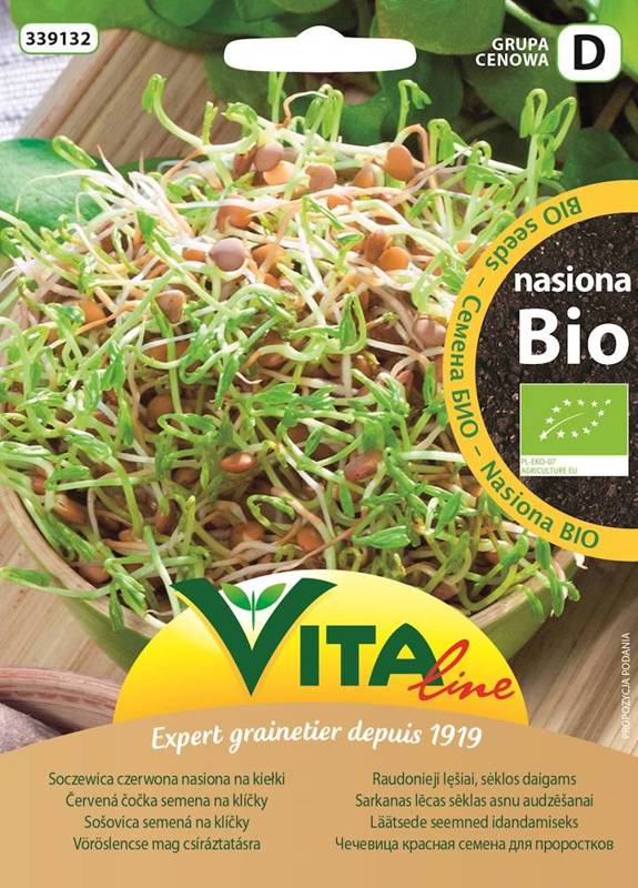  Nasiona soczewicy czerwonej BIO na kiełki 30 g - VITA LINE 