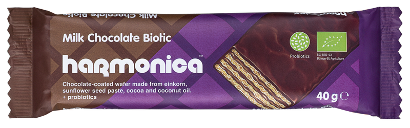  Wafelek z kremem mleczno - kakaowym w polewie z probiotykami BIO 30 g - HARMONICA