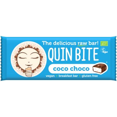 Baton Raw kokos - czekolada bezglutenowa BIO 30g - Quin Bite 