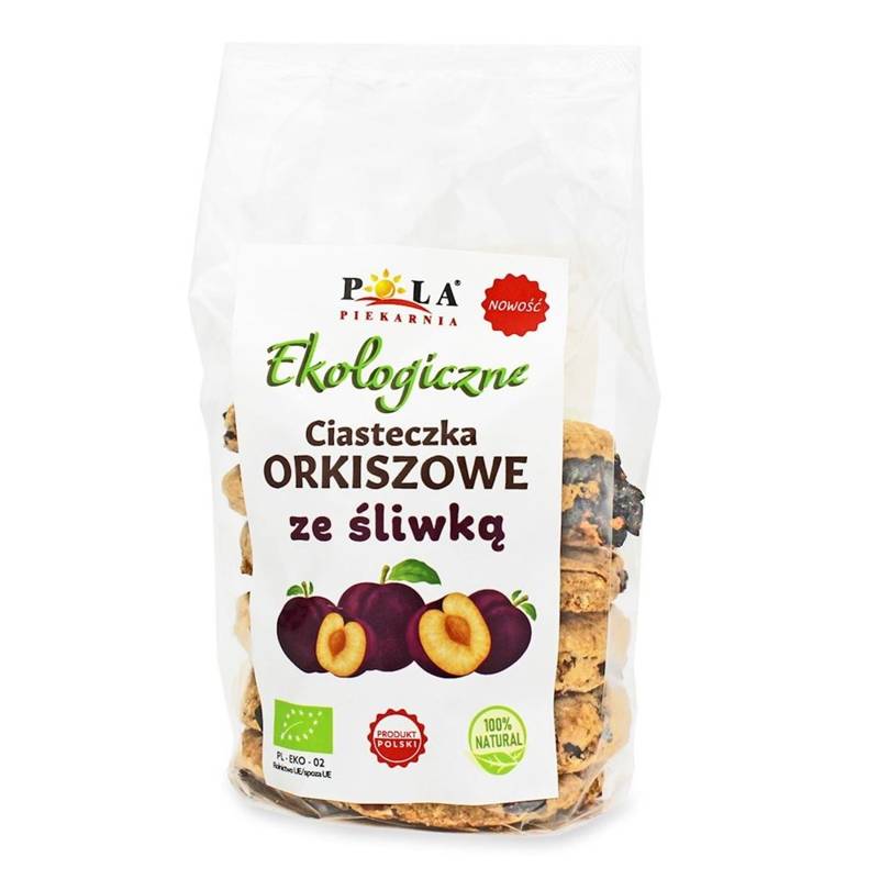 CIASTKA ORKISZOWE ZE ŚLIWKĄ BEZ DODATKU CUKRU BIO 170 g - PIEKARNIA POLA