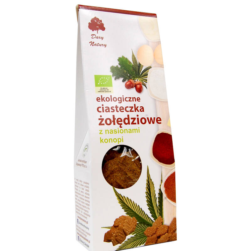 CIASTKA ŻOŁĘDZIOWE Z NASIONAMI KONOPI BIO 100 g - DARY NATURY