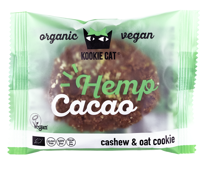 CIASTKO WEGAŃSKIE Z NASIONAMI KONOPI I KAKAO BEZGLUTENOWE BIO 50 g - SMART ORGANIC (KOOKIE CAT)