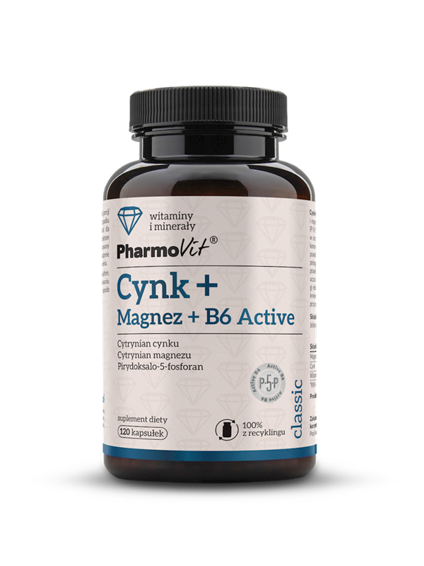 CYNK + MAGNEZ + WITAMINA B6 ACTIVE 120 KAPSUŁEK 83,38 g - PHARMOVIT (CLASSIC)