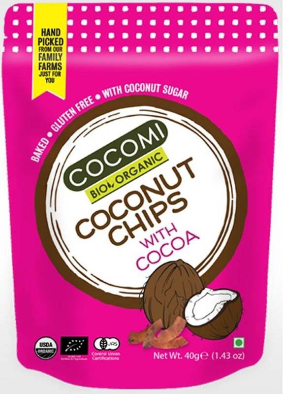Chipsy kokosowe z kakao prażone bezglutenowe Bio 40g - Cocomi