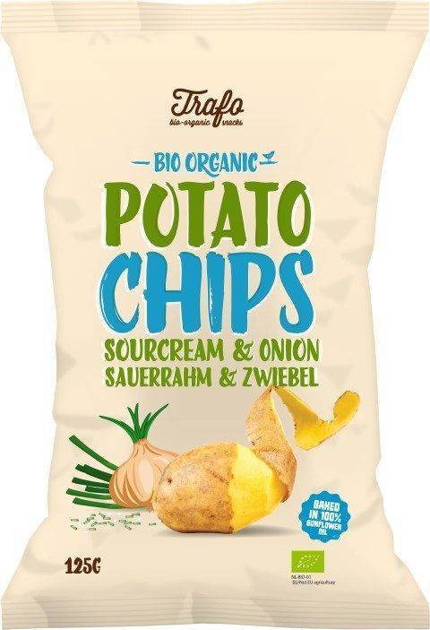 Chipsy ziemniaczane o smaku śmietanowo-cebulowym BIO 125g - Trafo