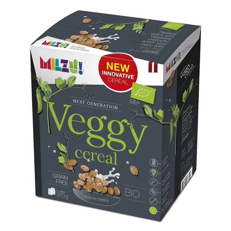 Chrupki  z szarego grochu kakaowe (Veggy Cereal) Bio(2 x 185 g) 370 g - Milzu