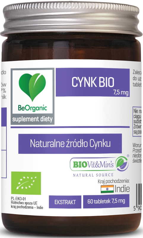 Cynk ekstrakt Bio 60 Tabletek (7,5 mg) - Be Organic