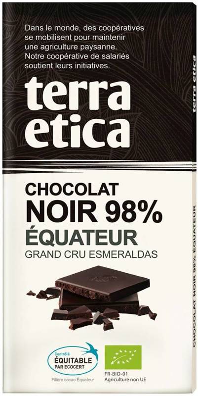 Czekolada gorzka 98% ekwador Fair Trade BIO 100g - Terra Etica 